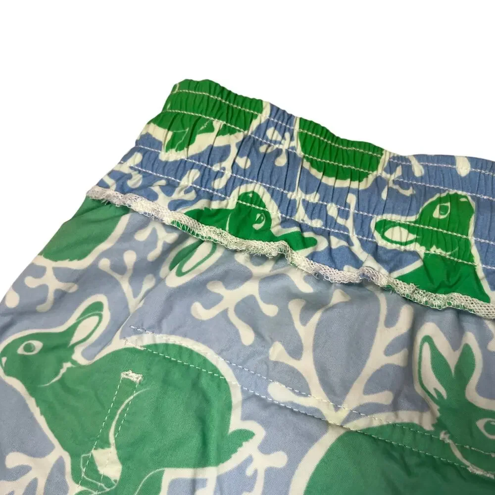 Vilebrequin Rabbit Print Swim Trunks MENS XL Green 6" Board Shorts NO LINER - Picture 13 of 14